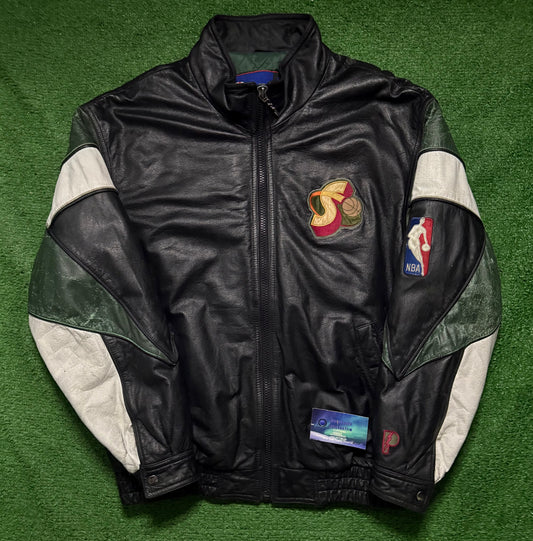 Vintage Seattle SuperSonics Jacket Leather Pro Player