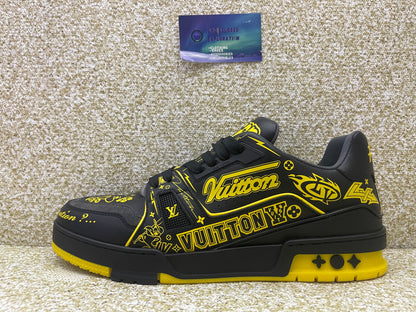 Louis Vuitton LV Trainer Black Yellow Graffiti 8LV/9.5 Men “Preowned”