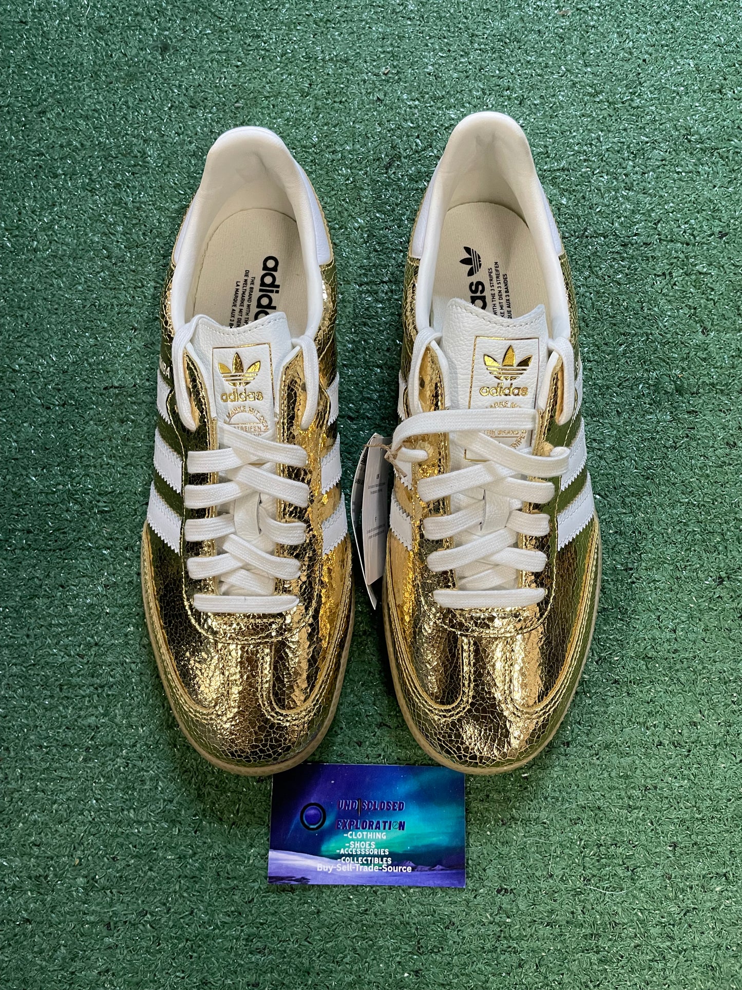 Adidas samba gold metallic cracked leather