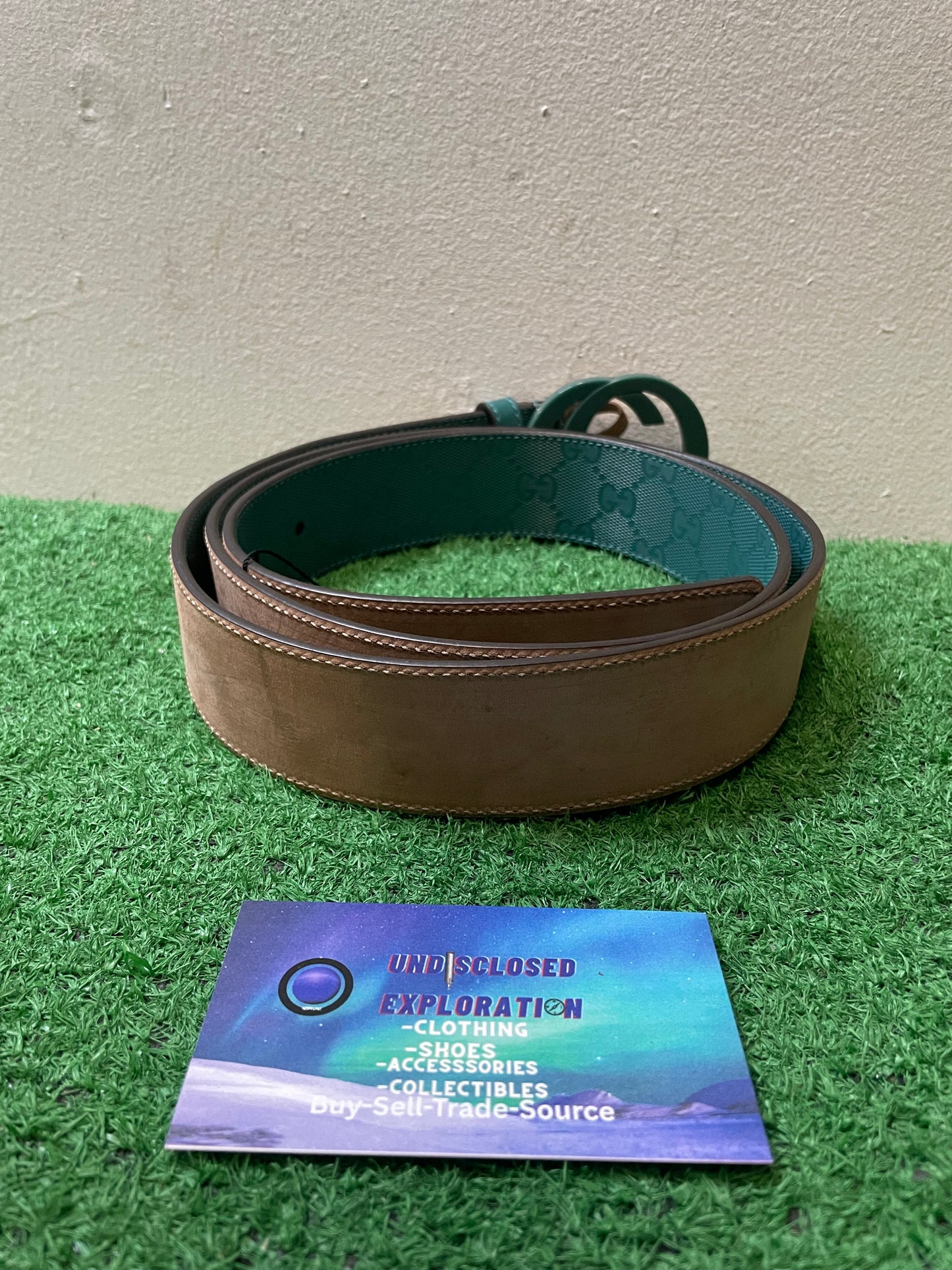Gucci Imprime Monogram Interlocking G green Belt