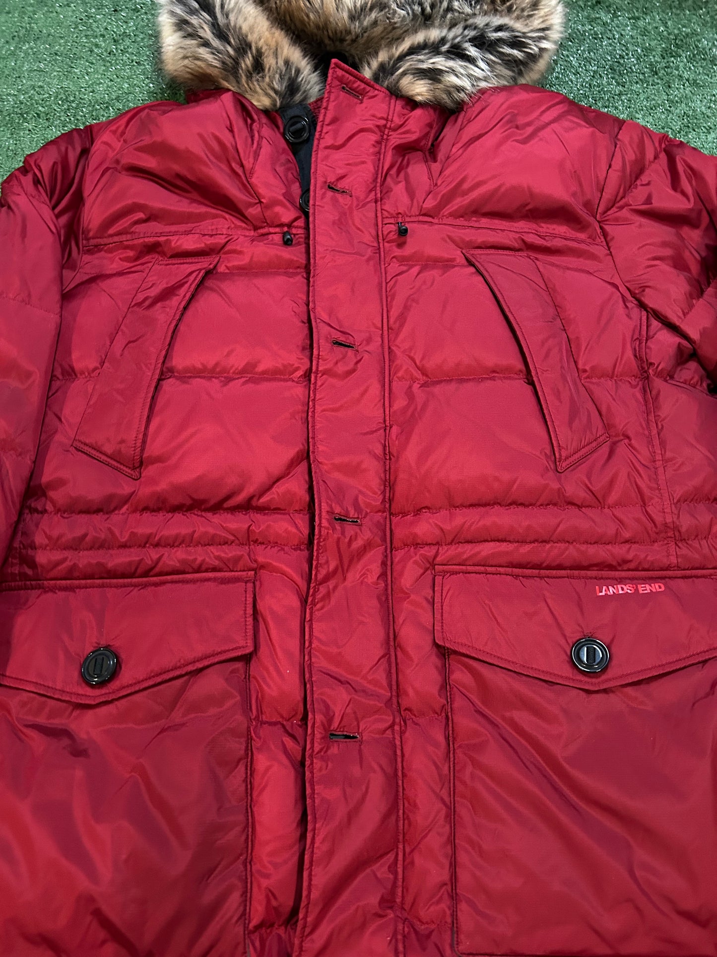 Lands End expedition red parka jacket