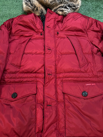 Lands End expedition red parka jacket
