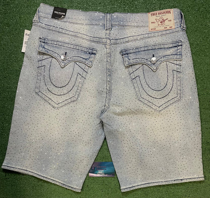 True Religion Crystal Flap Baggy jeans shorts