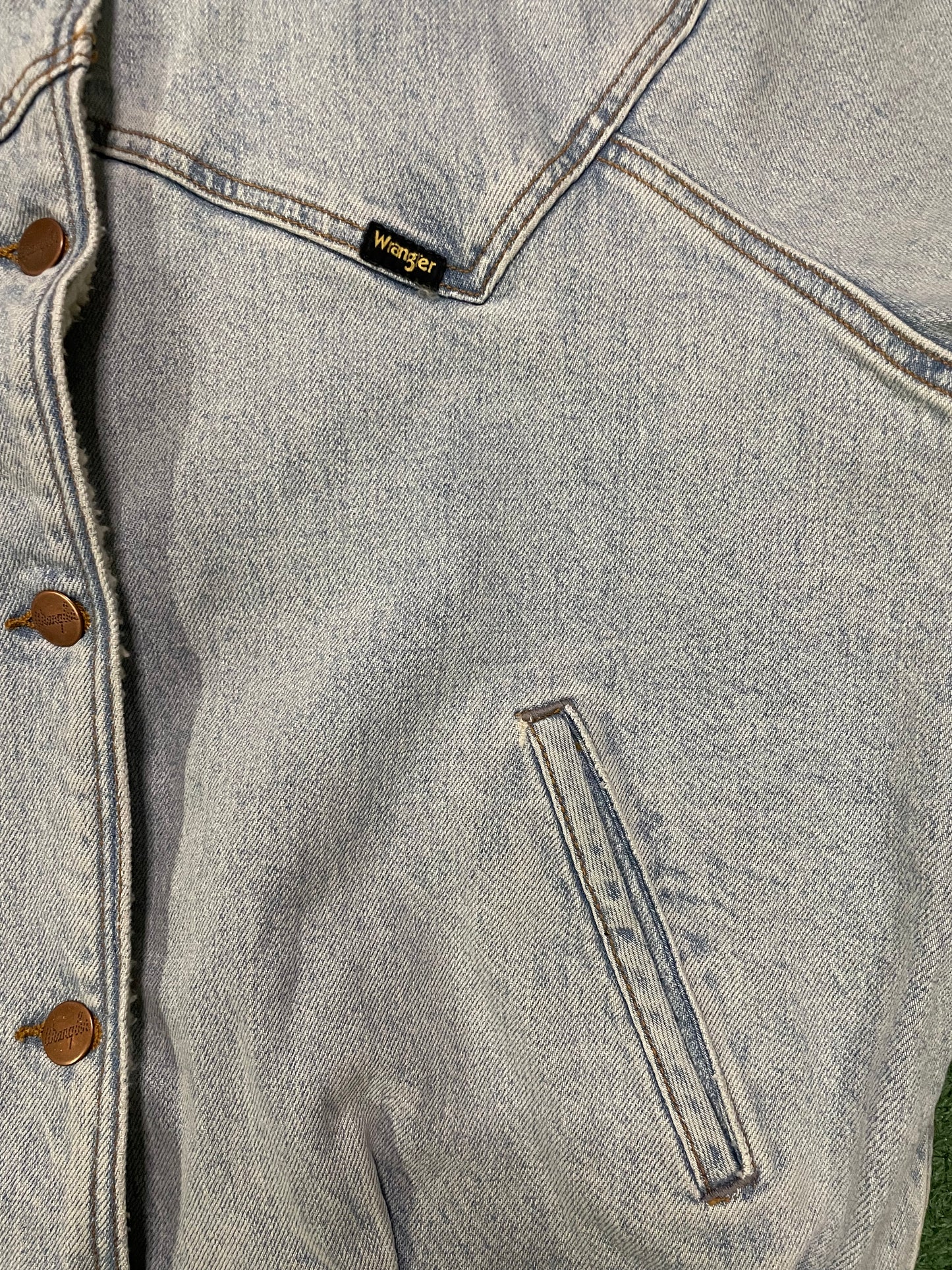 Vintage Wrangler light wash Sherpa jean jacket
