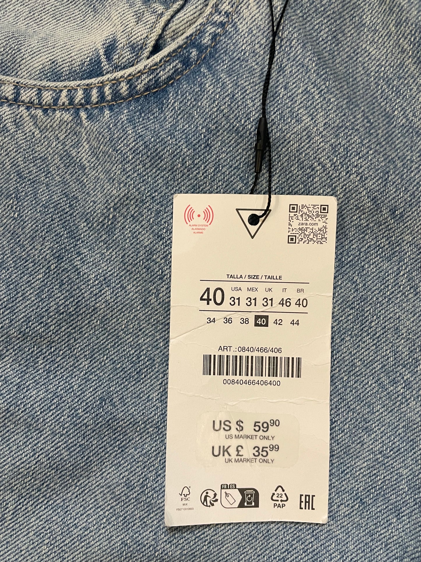 Zara light wash baggy jeans