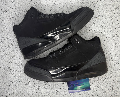 Jordan 3 Black Cat 10.5 Men/12 Women “Preowned”