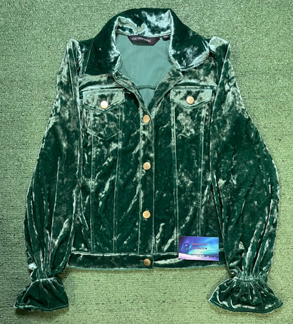 Colleen Lopez velvet green button up