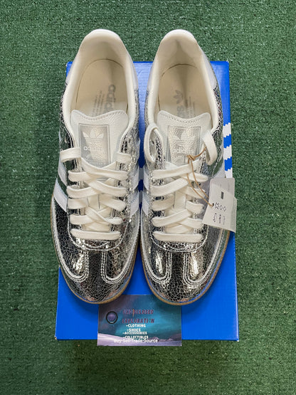 Adidas samba silver metallic cracked leather