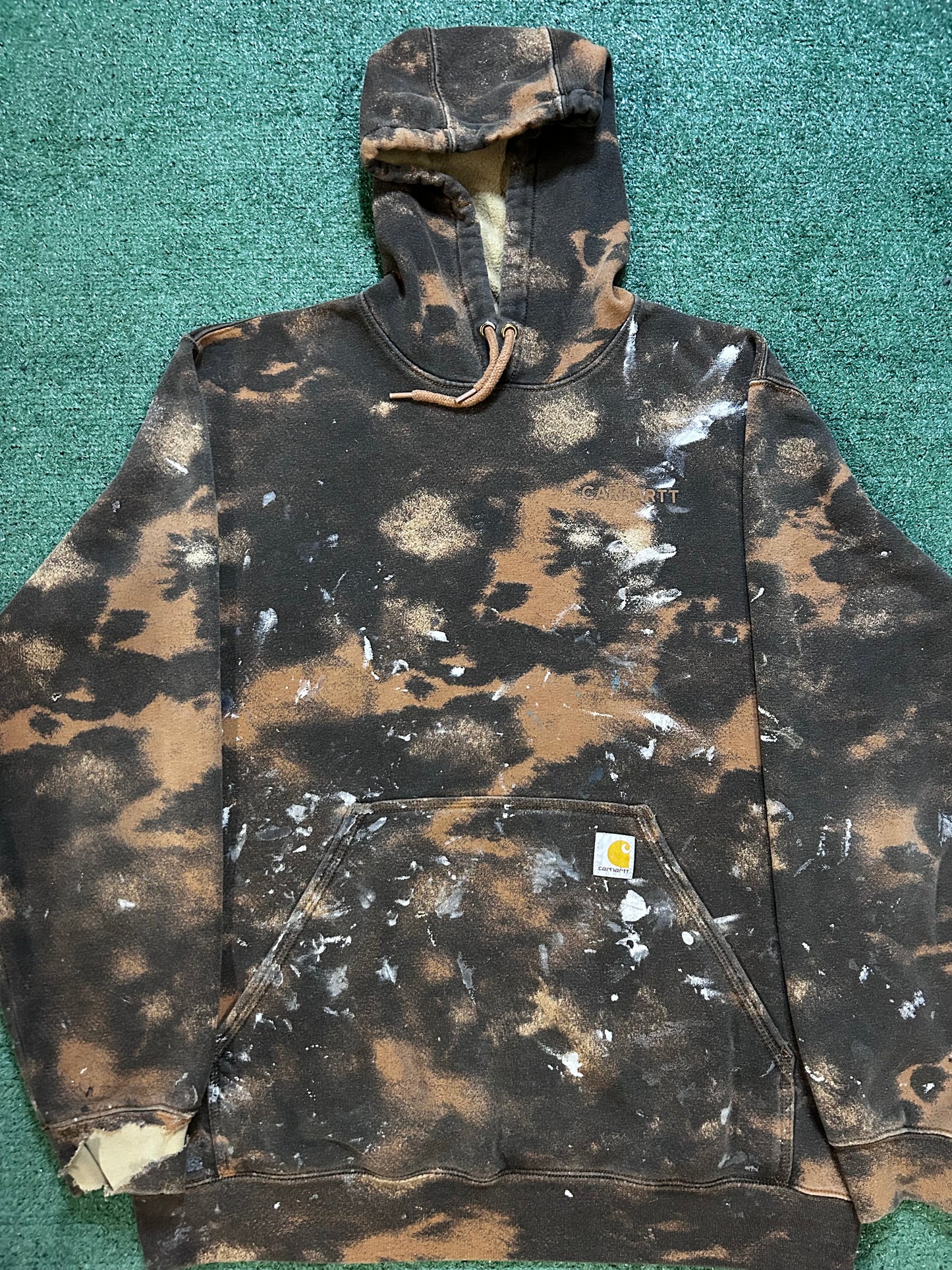 Carhartt paint splatter brown hoodie