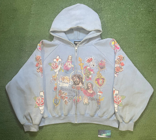 We Are Righteous Risen King Zip Up blue Hoodie