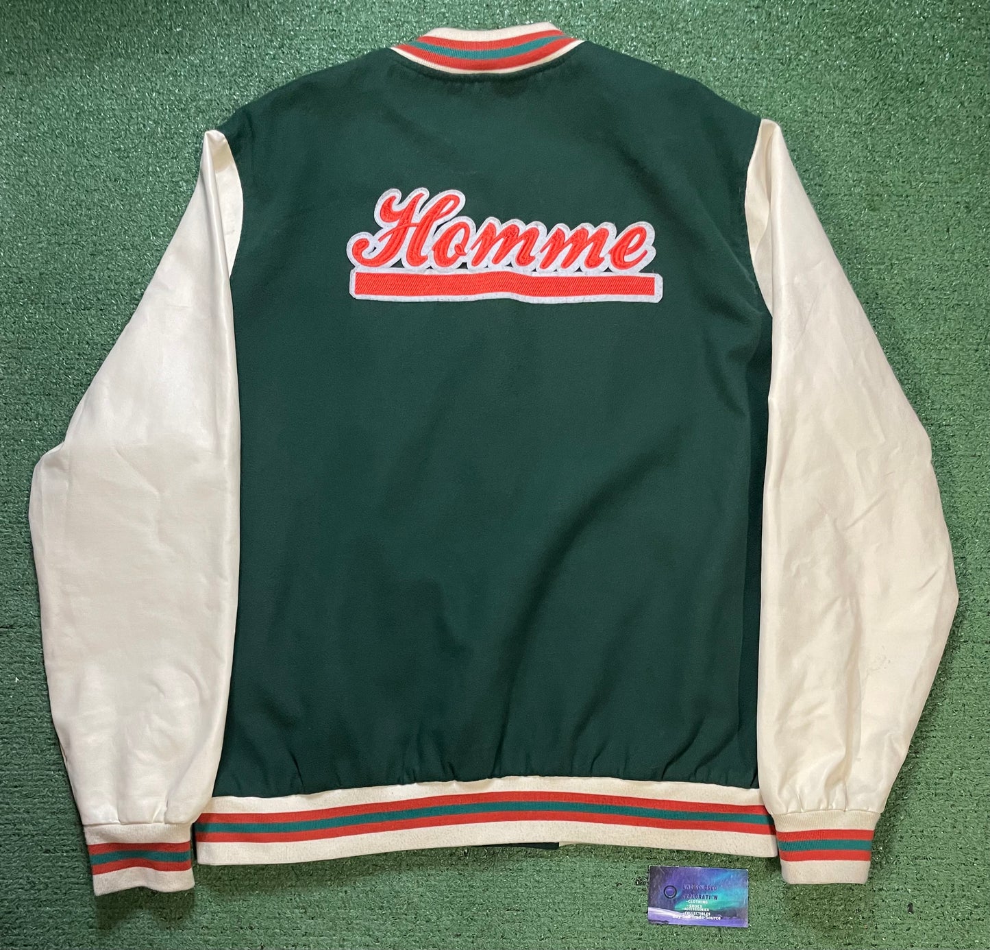 BOOHOOMAN green & orange varsity jacket