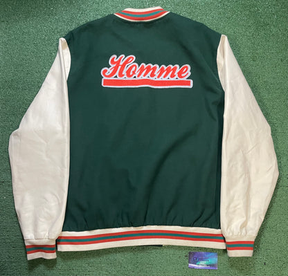 BOOHOOMAN green & orange varsity jacket