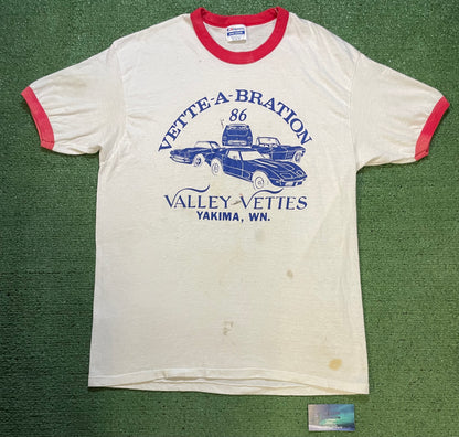 Vintage 1980s Vette-A-Bration ringer distressed tee