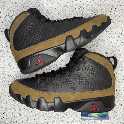 Jordan 9 Olive 10.5 Men/12 Women “Preowned”