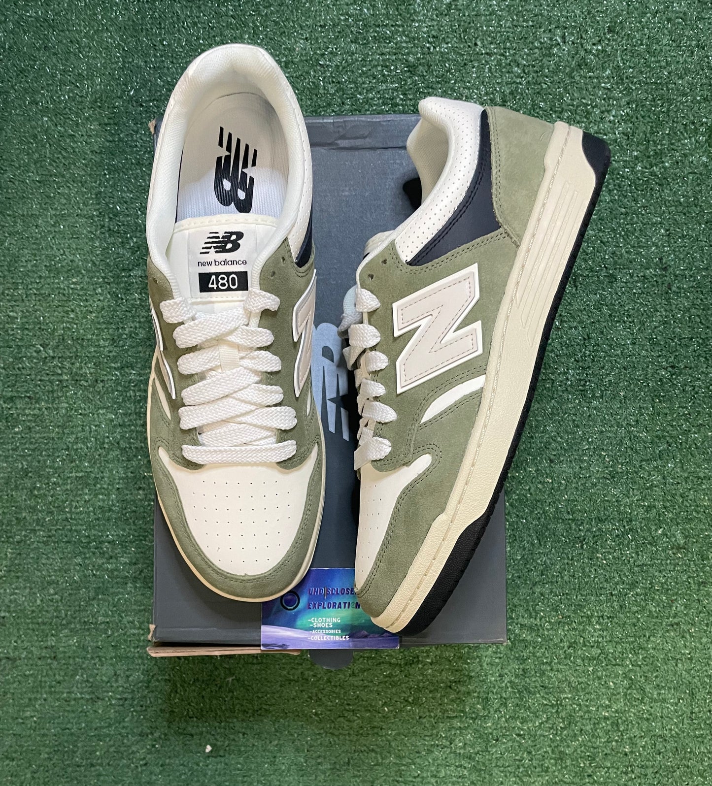 New Balance 480 green and white