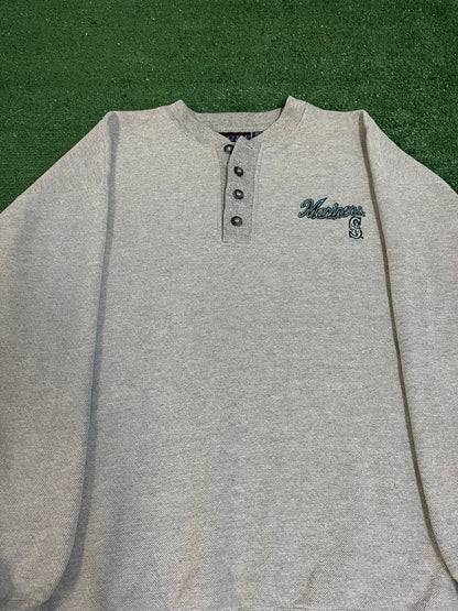 Vintage 1990s  seattle mariners embroidered long sleeve button up tee