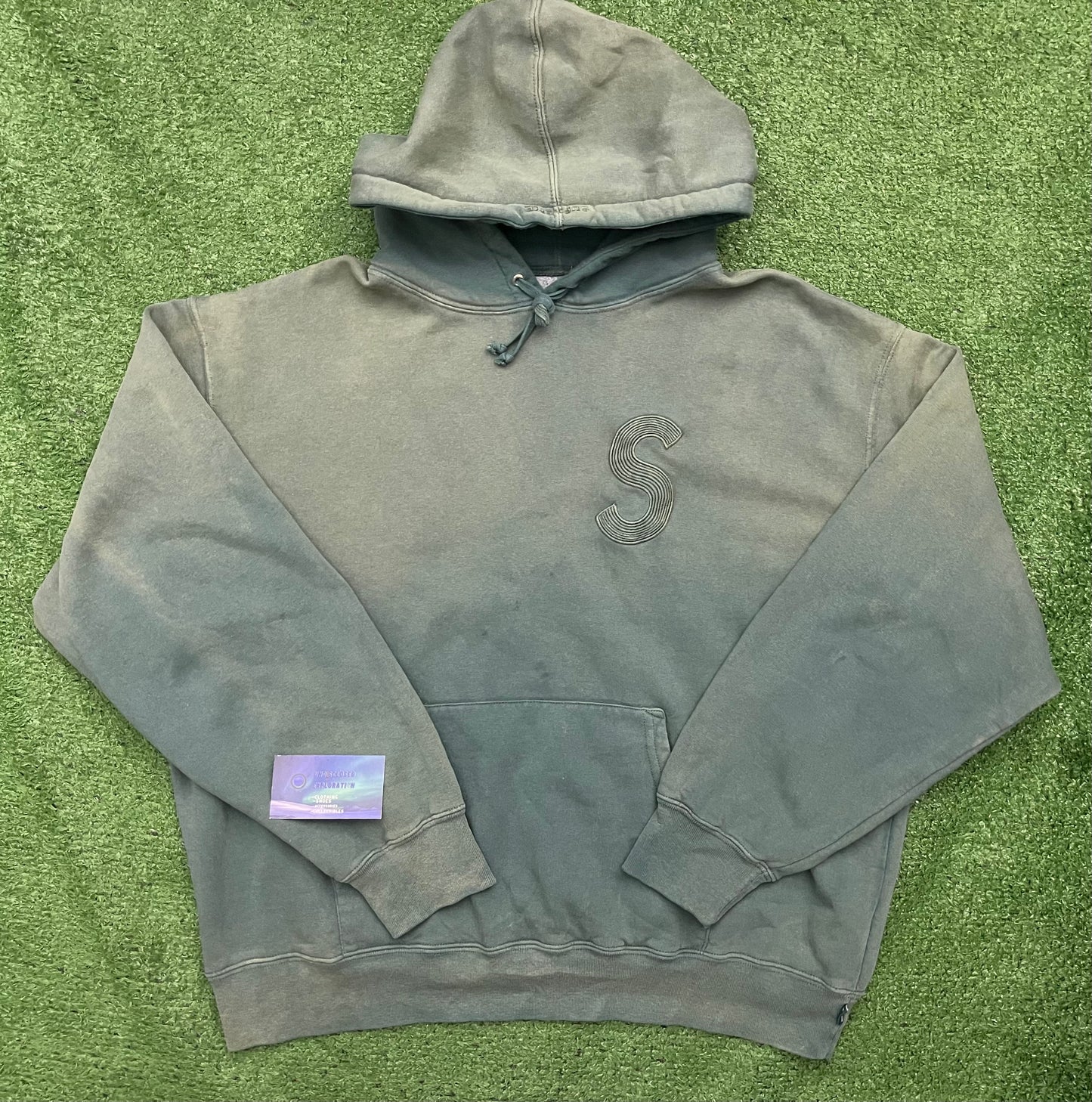 Supreme Overdyed S Logo Hoodie Teal