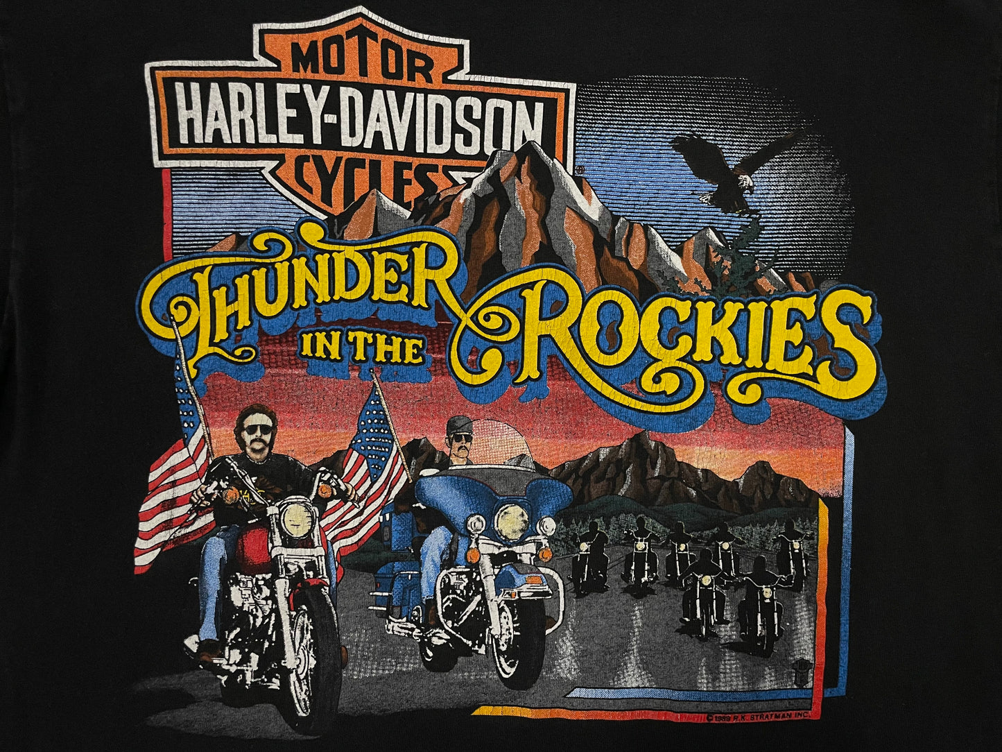 Vintage 1980s Harley Davidson thunder in the Rockies tee