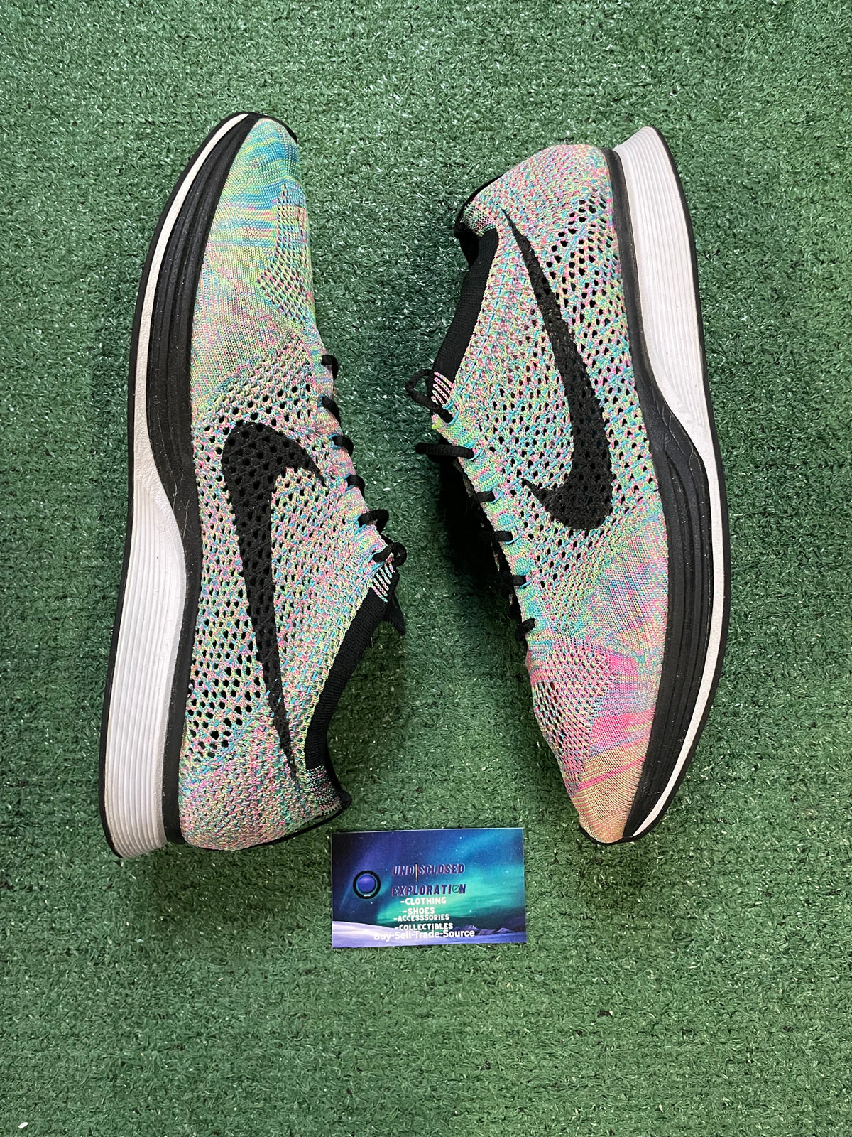 Nike Flyknit Racer multicolor black size 13men/14.5women