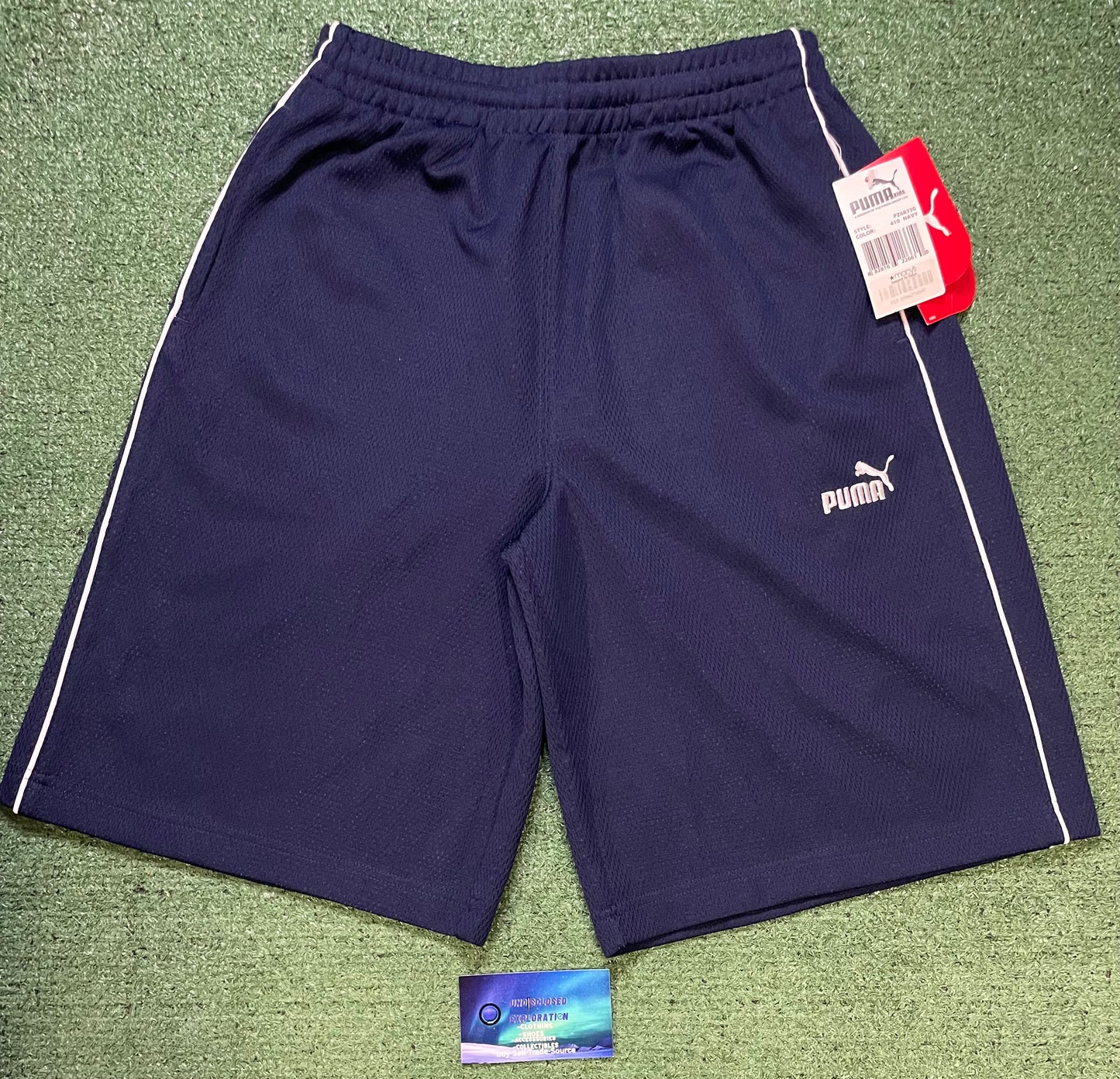 Puma navy & white youth shorts