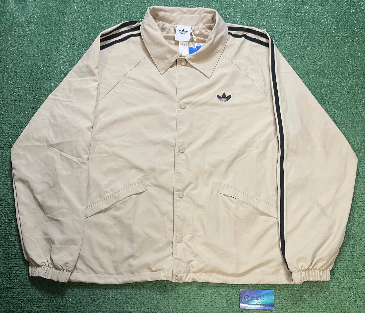 Adidas stone khaki button up jacket