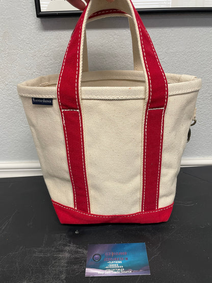 Lands end red & cream tote  bag