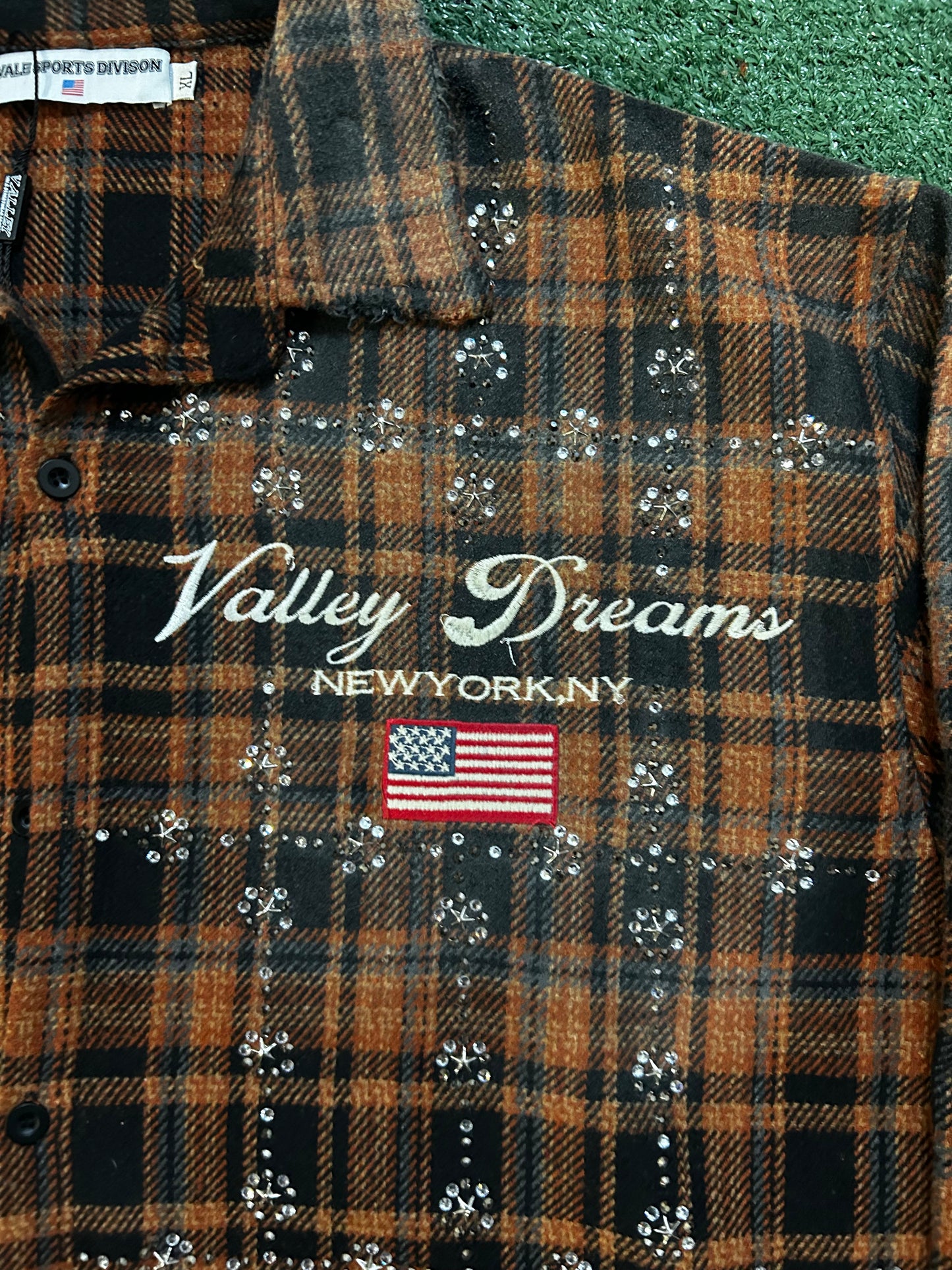 Vale Valley dreams pumpkin rhinestone flannel