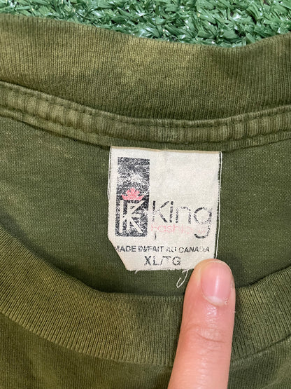 Vintage 1990s wolf family green tee