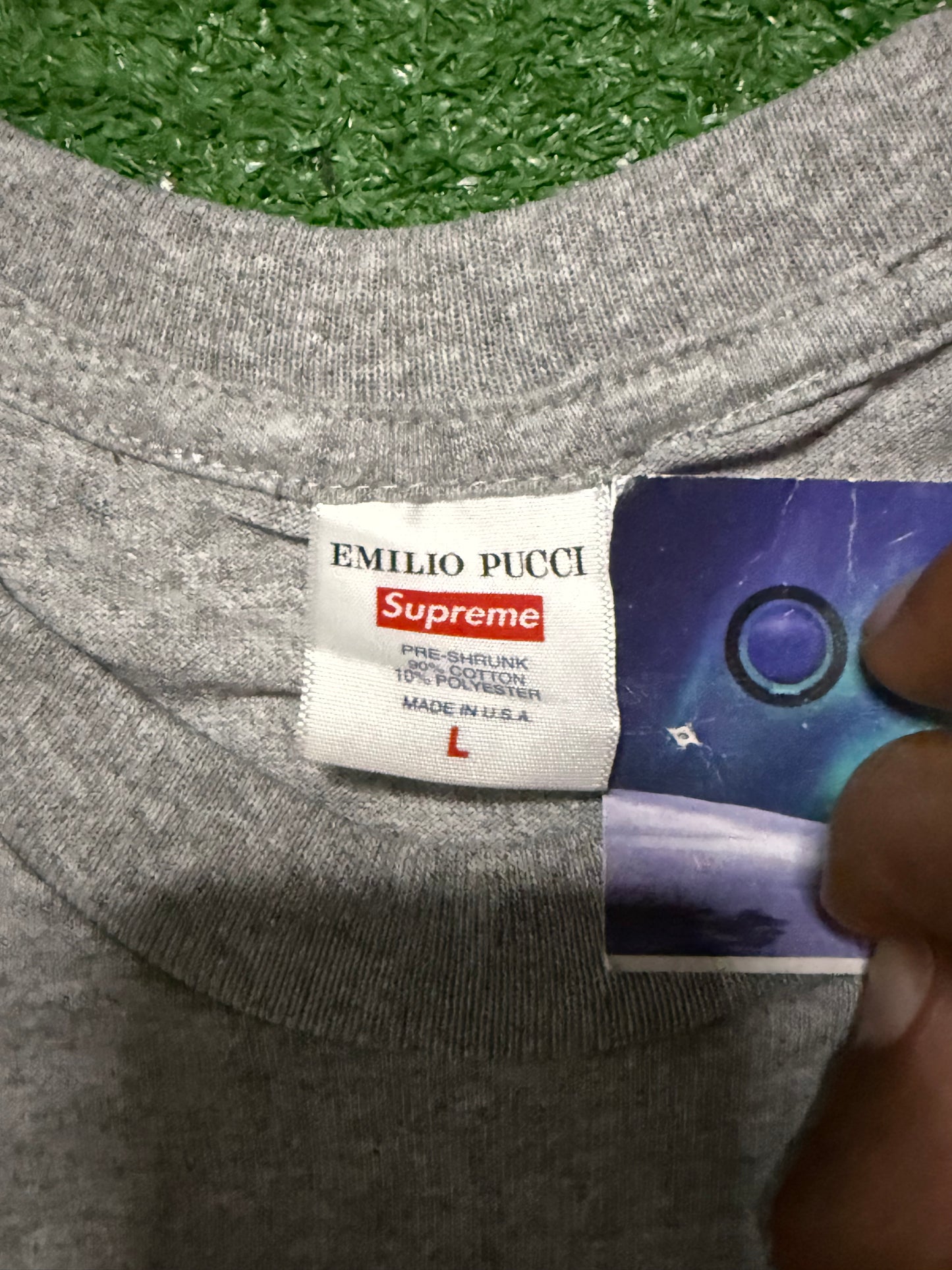 Supreme Emilio Pucci Box Logo Tee Heather Grey Blue