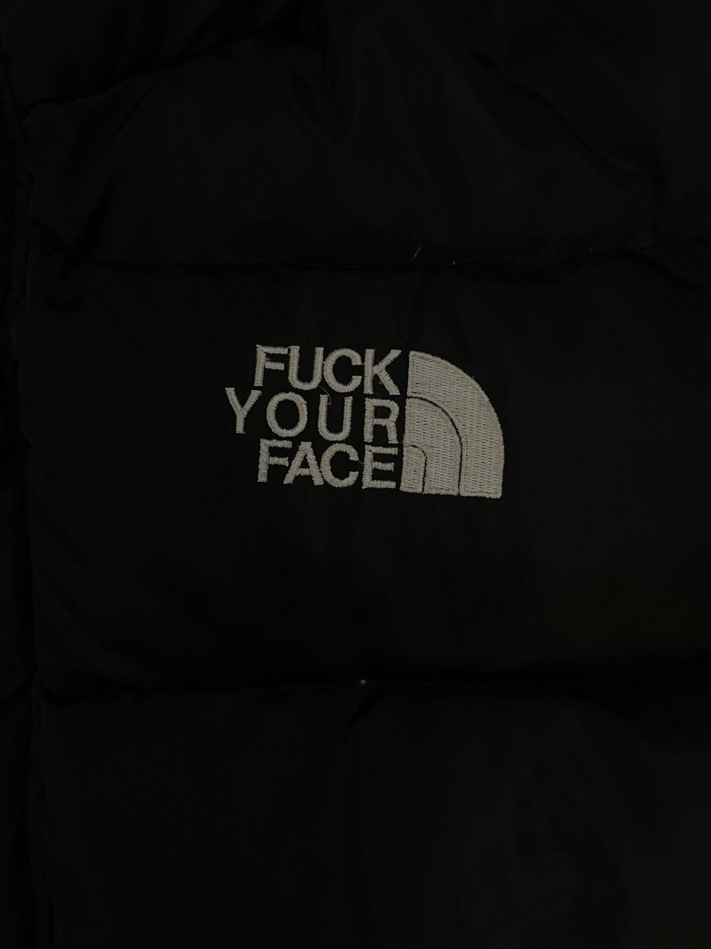 Fuck Your Face puffer black jacket