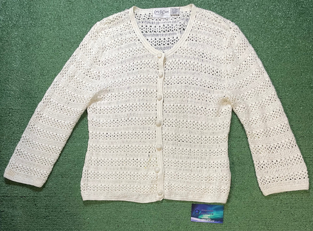 Vintage Carly St. Claire white knit cardigan