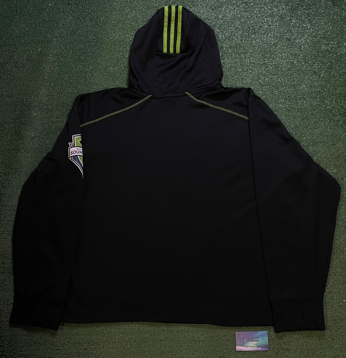Seattle Sounders football club black and green adidas hoodie