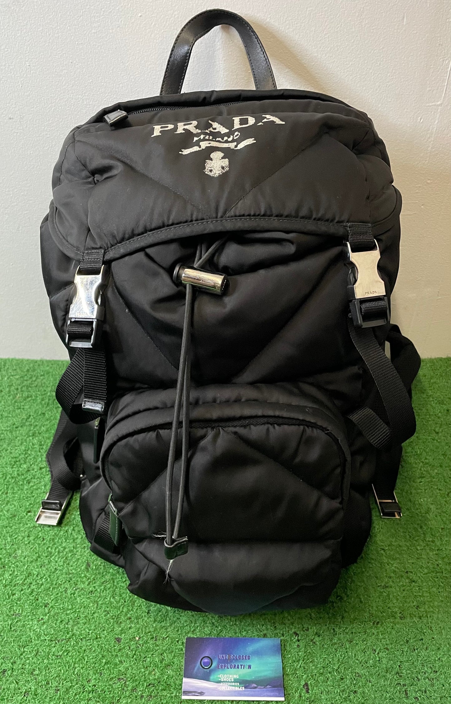 Prada Re-Nylon Padded Backpack With Hood In Black