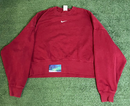 Nike oversized burgundy center swoosh crewneck