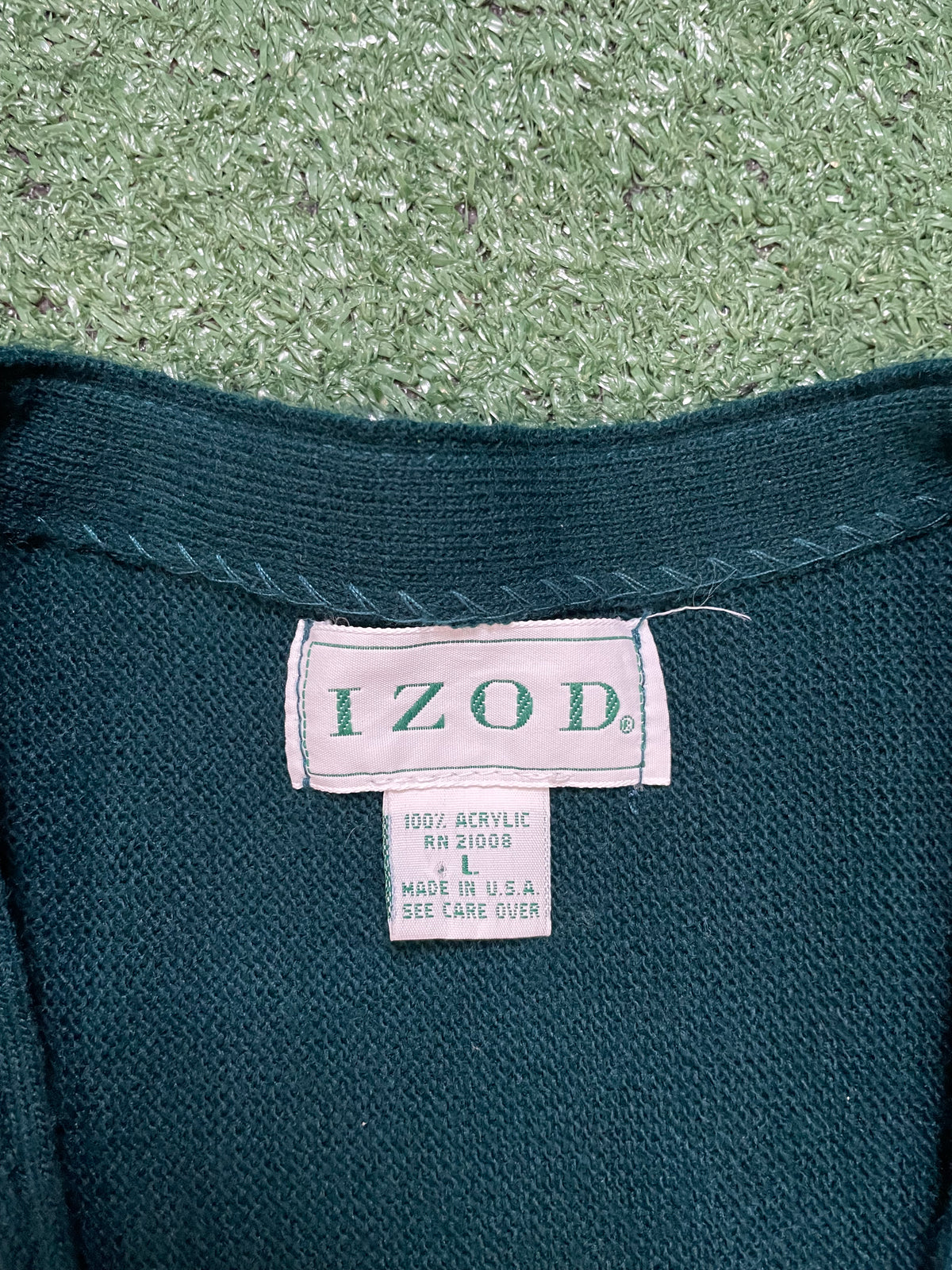 vintage dark teal IZOD V-neck cardigan