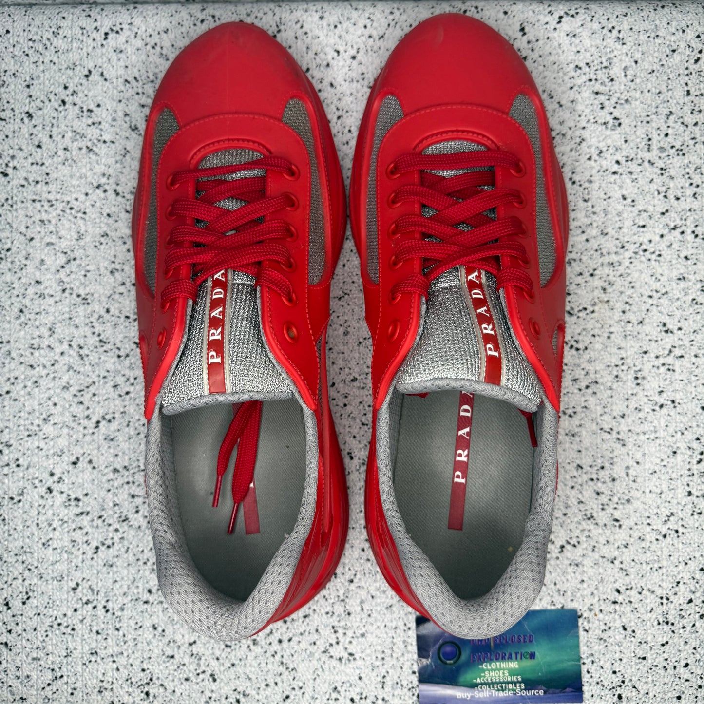 Prada Americas Cup Rubber Sneaker Red 10 Men “Preowned”