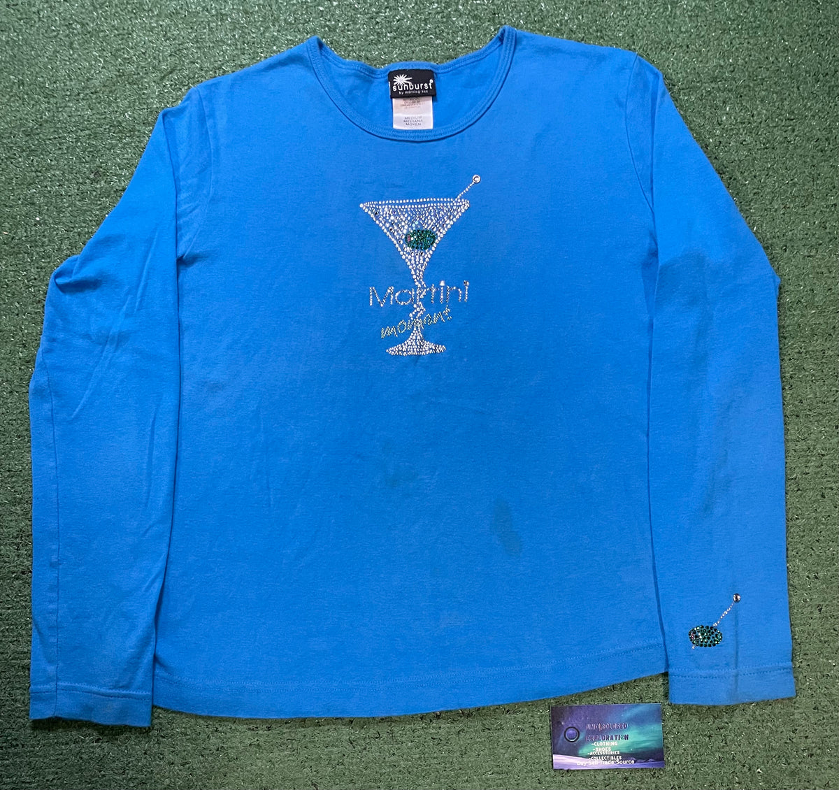 Martini moment rhinestone blue longsleeve