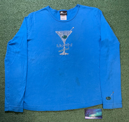 Martini moment rhinestone blue longsleeve