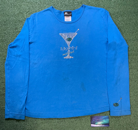 Martini moment rhinestone blue longsleeve