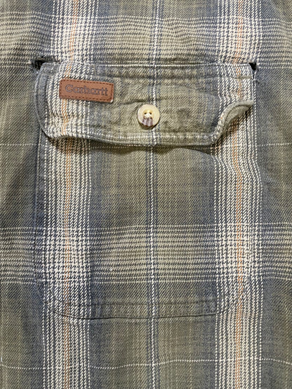 Carhartt distressed green & beige flannel