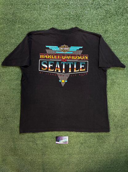 Vintage 1990s spirit of Harley Davidson wolves Seattle tee