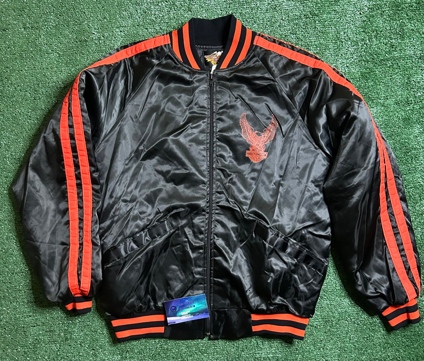 Vintage Harley Davidson Eagle satin Bomber Jacket