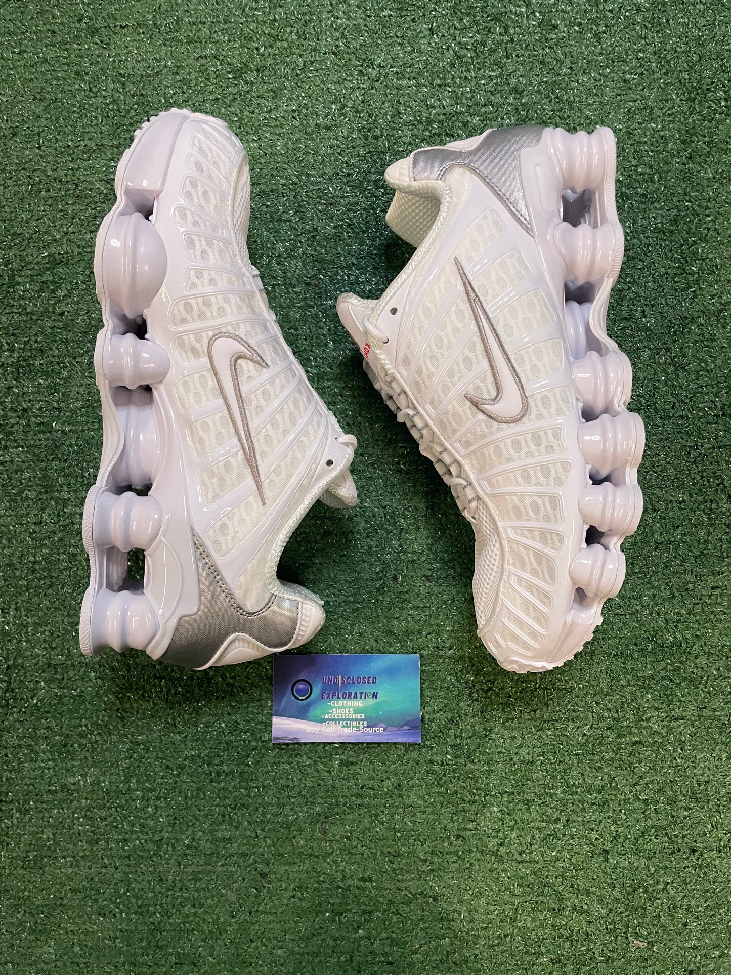 Nike Shox white metallic silver