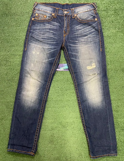 True Religion orange stitch jeans