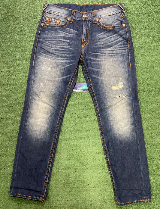 True Religion orange stitch jeans