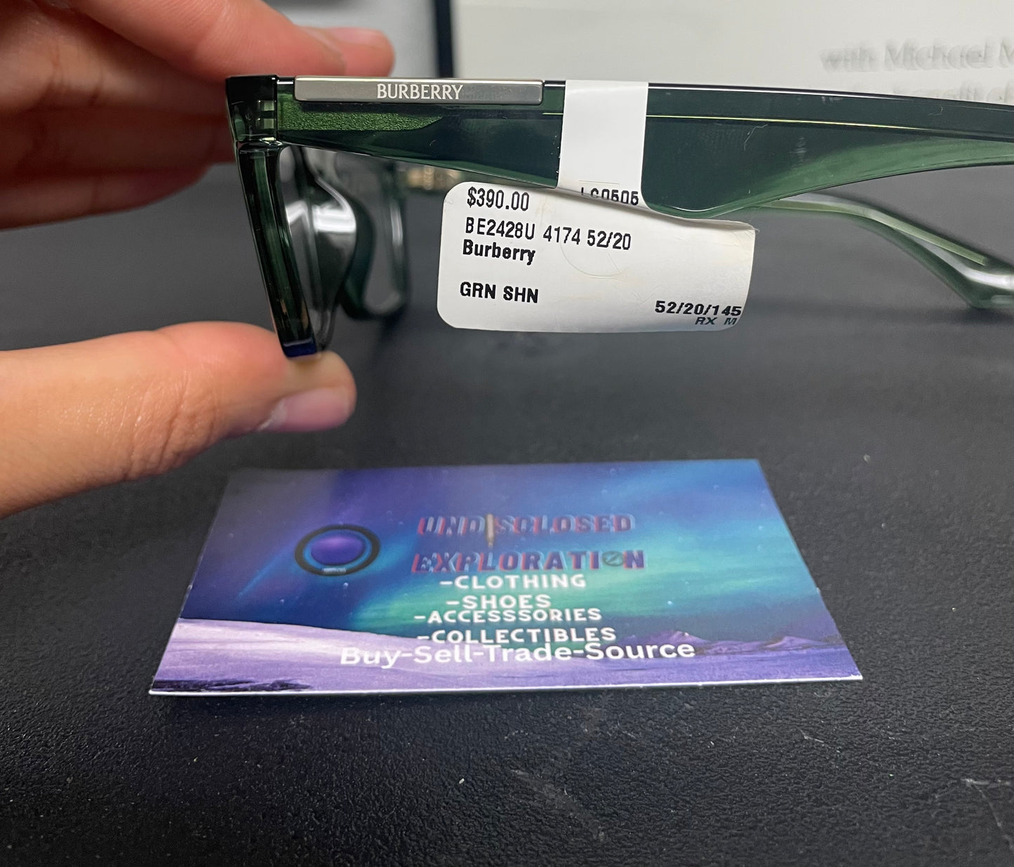 Burberry green and silver BE2428U glasses