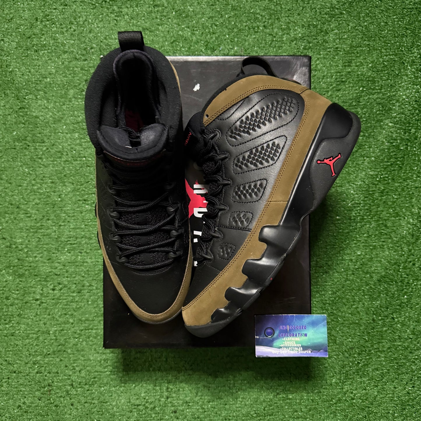 Jordan 9 Olive 10.5 Men/12 Women “Preowned”