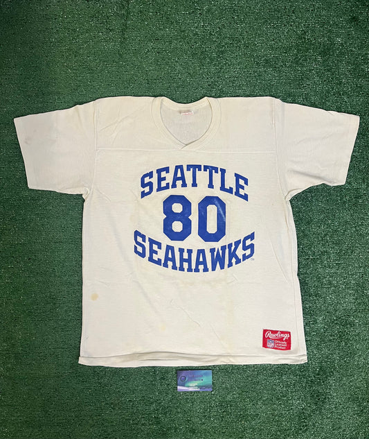 Vintage 1980s Seattle Seahawks Rawlings 80 Jersey Style tee