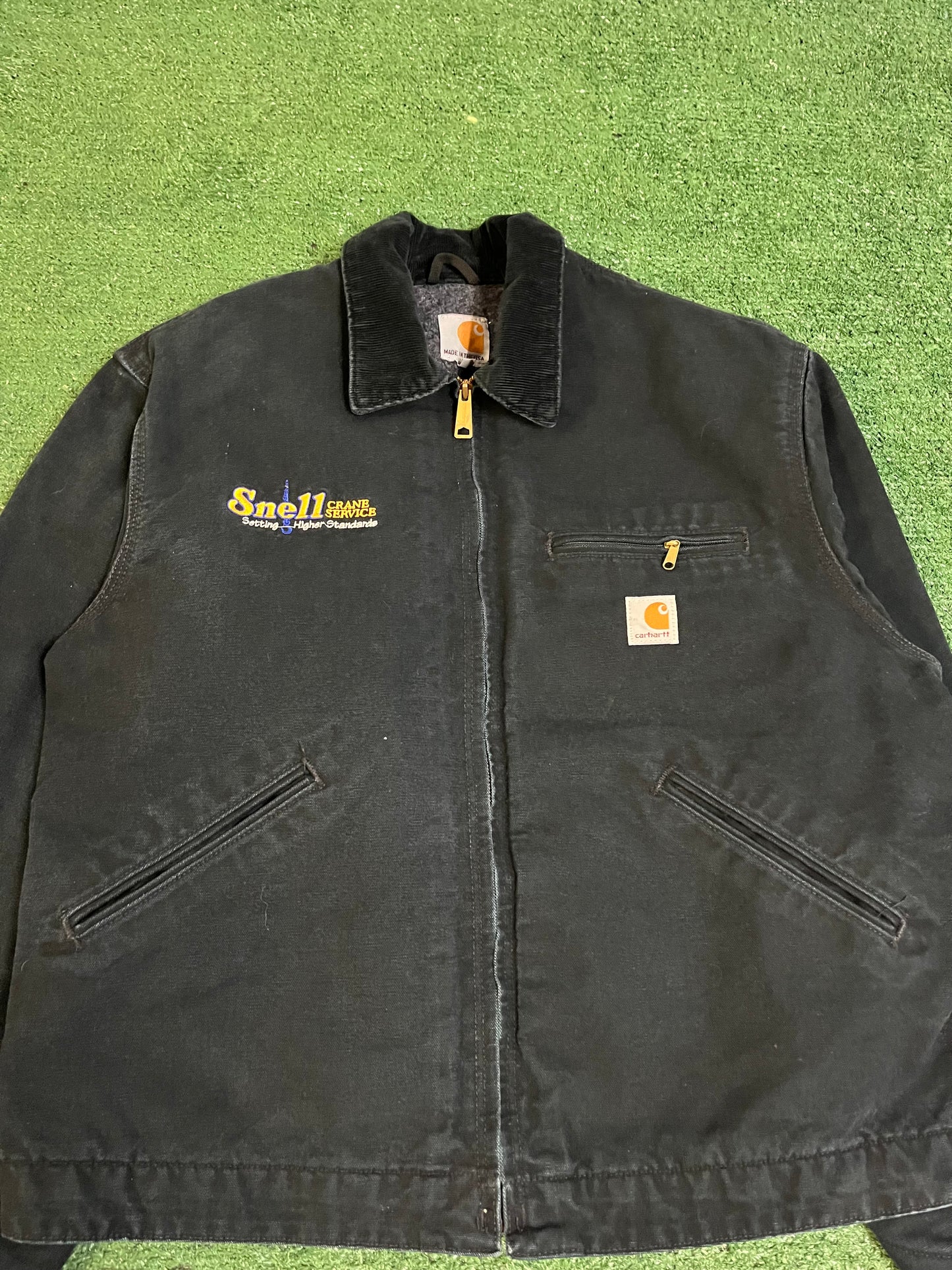 Vintage black carhartt Detroit  embroidered jacket