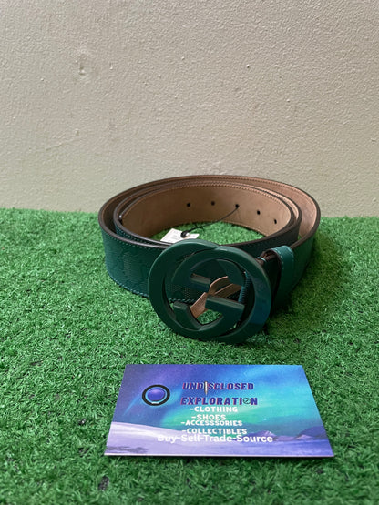 Gucci Imprime Monogram Interlocking G green Belt